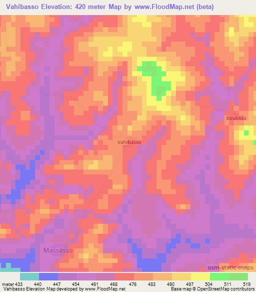 Vahibasso,Ivory Coast Elevation Map