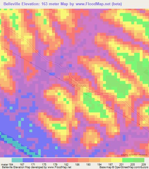 Belleville,Ivory Coast Elevation Map