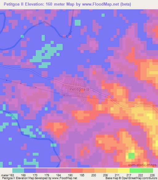 Petitgoa II,Ivory Coast Elevation Map