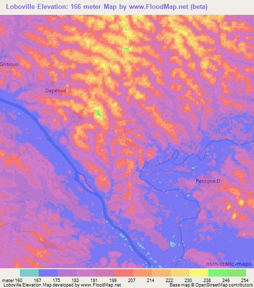 Loboville,Ivory Coast Elevation Map