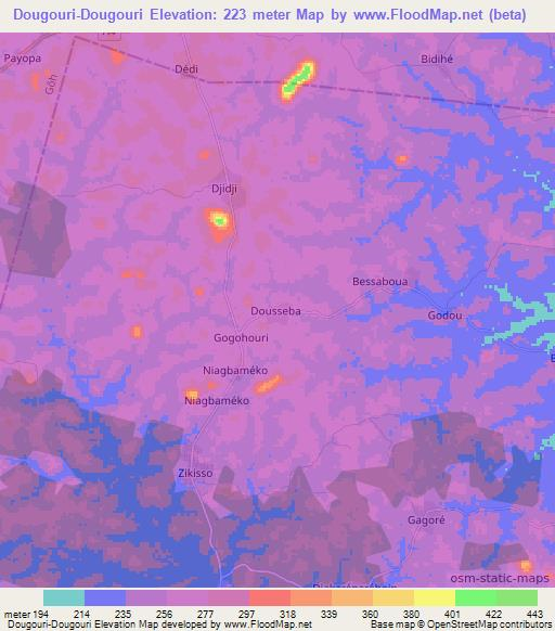 Dougouri-Dougouri,Ivory Coast Elevation Map