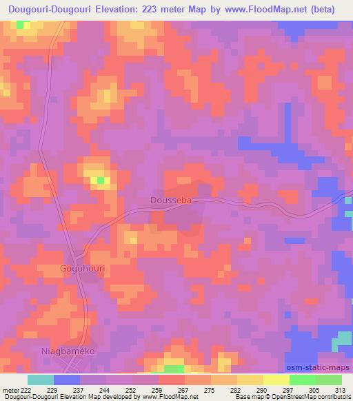 Dougouri-Dougouri,Ivory Coast Elevation Map