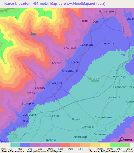 Tearce,Macedonia Elevation Map