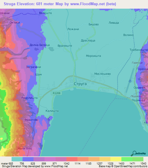 Struga,Macedonia Elevation Map