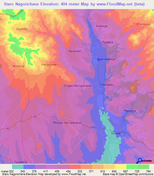 Staro Nagorichane,Macedonia Elevation Map