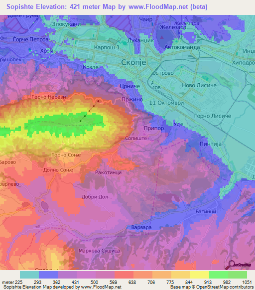 Sopishte,Macedonia Elevation Map