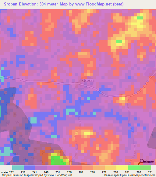 Sropan,Ivory Coast Elevation Map