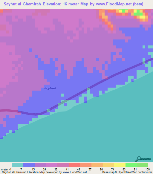 Sayhut al Ghamirah,Yemen Elevation Map