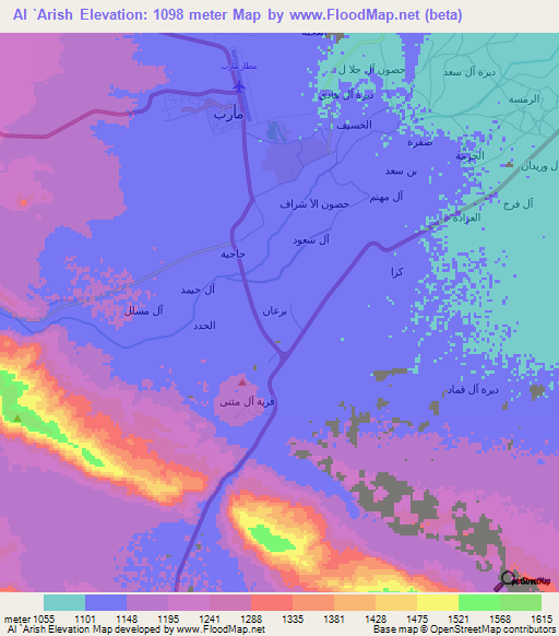 Al `Arish,Yemen Elevation Map