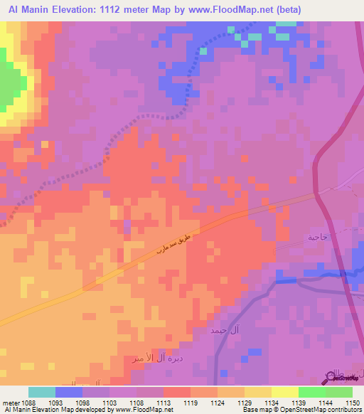 Al Manin,Yemen Elevation Map