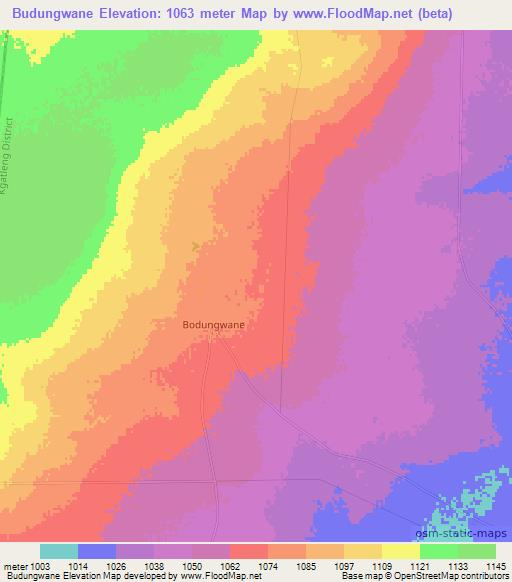 Budungwane,Botswana Elevation Map