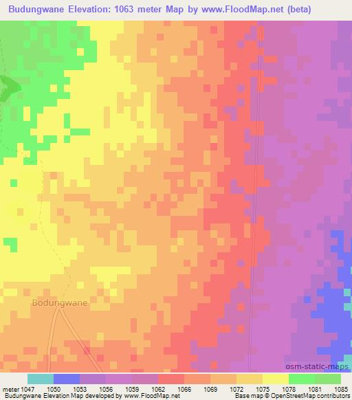 Budungwane,Botswana Elevation Map