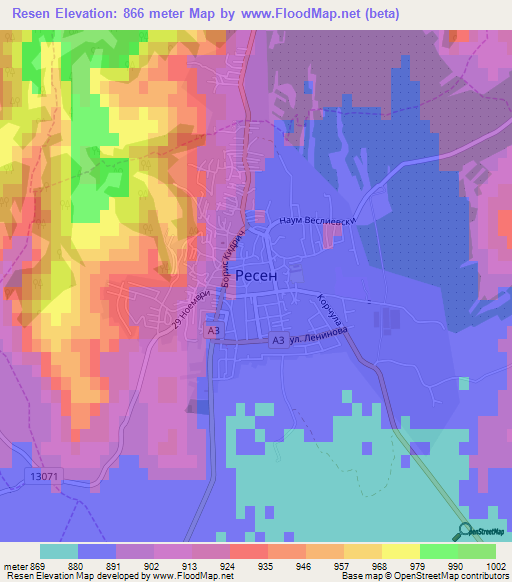 Resen,Macedonia Elevation Map