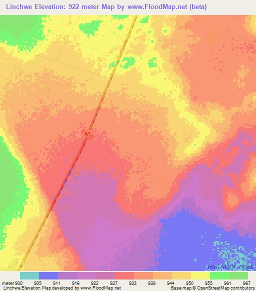 Linchwe,Botswana Elevation Map