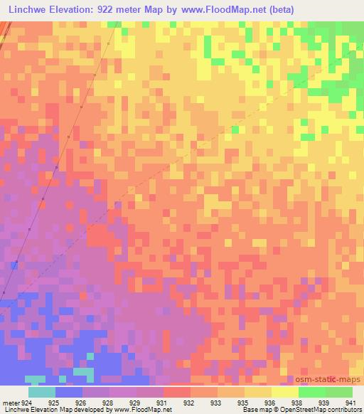 Linchwe,Botswana Elevation Map