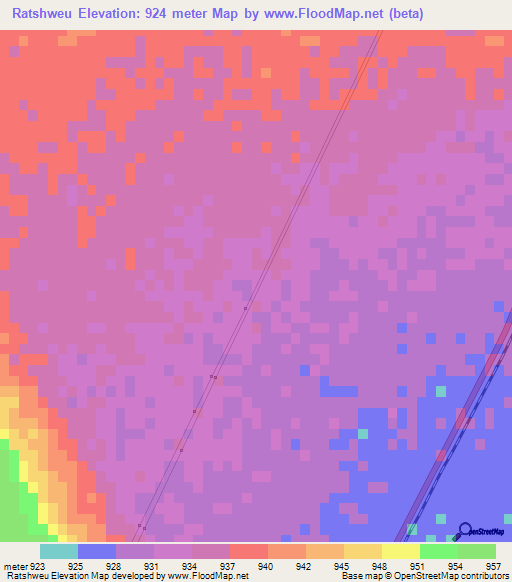 Ratshweu,Botswana Elevation Map