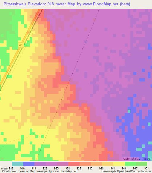 Pitsetshweu,Botswana Elevation Map