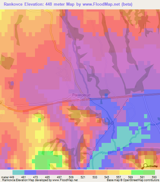 Rankovce,Macedonia Elevation Map