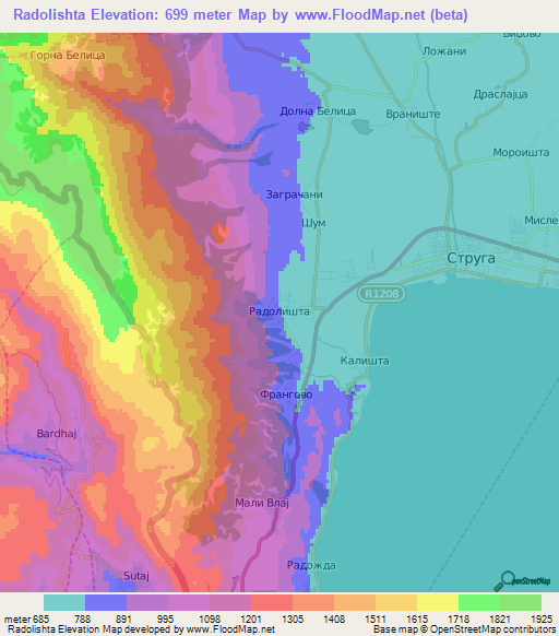 Radolishta,Macedonia Elevation Map