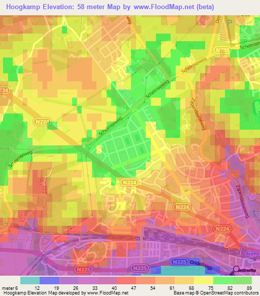 Hoogkamp,Netherlands Elevation Map