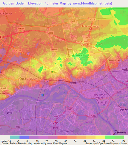 Gulden Bodem,Netherlands Elevation Map