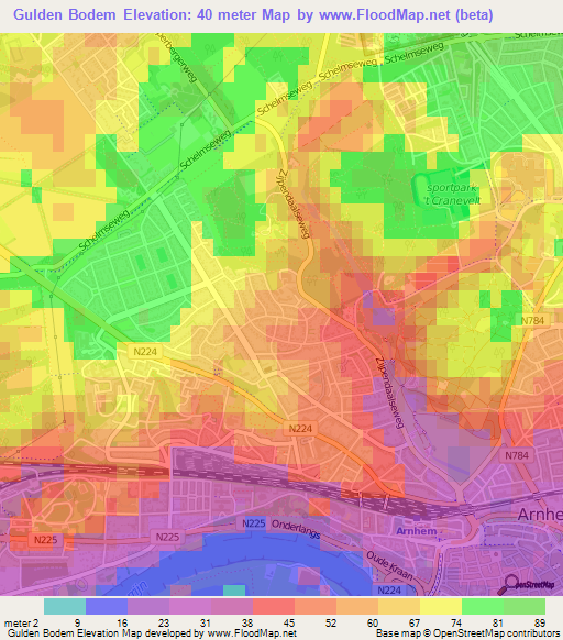 Gulden Bodem,Netherlands Elevation Map