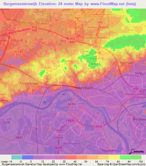 Burgemeesterswijk,Netherlands Elevation Map