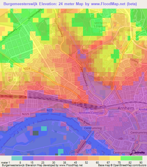 Burgemeesterswijk,Netherlands Elevation Map