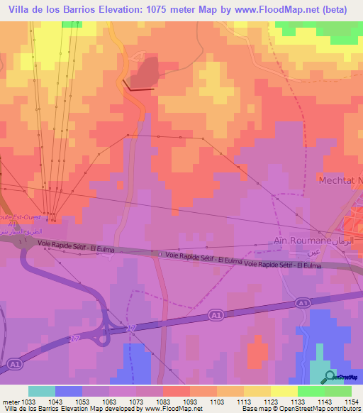 Villa de los Barrios,Algeria Elevation Map