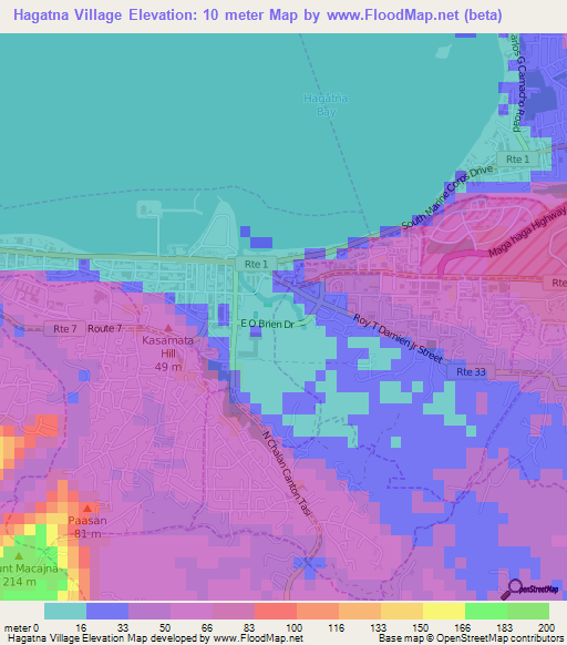 Hagatna Village,Guam Elevation Map