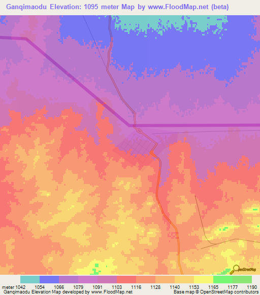 Ganqimaodu,China Elevation Map