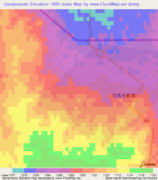 Ganqimaodu,China Elevation Map