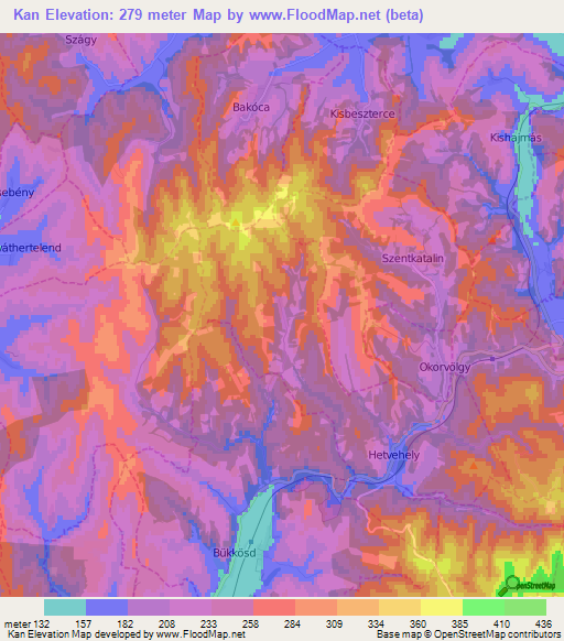 Kan,Hungary Elevation Map