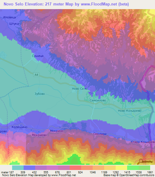 Novo Selo,Macedonia Elevation Map