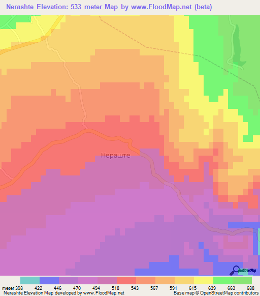Nerashte,Macedonia Elevation Map
