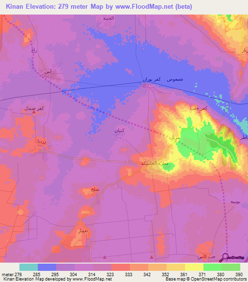 Kinan,Syria Elevation Map
