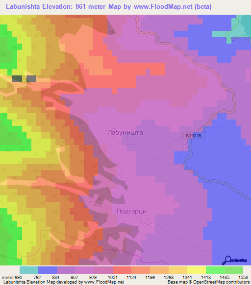 Labunishta,Macedonia Elevation Map