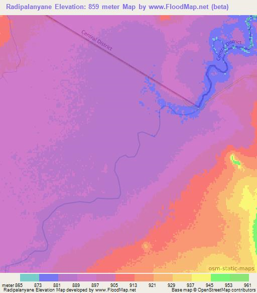 Radipalanyane,Botswana Elevation Map