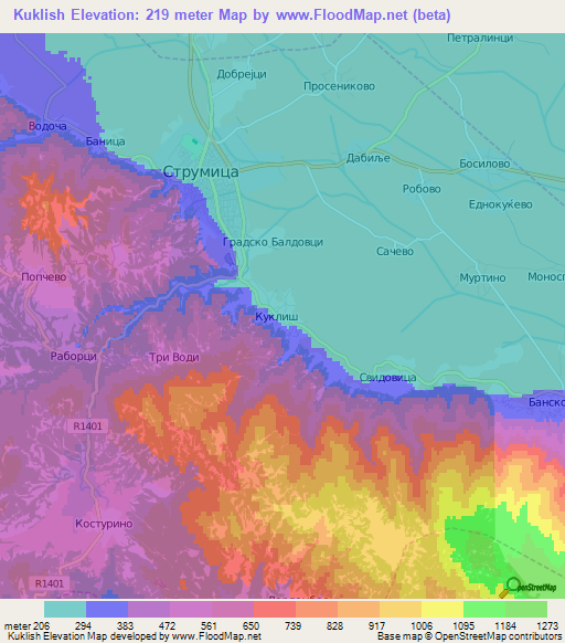 Kuklish,Macedonia Elevation Map