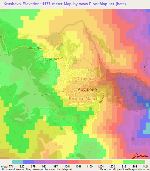 Krushevo,Macedonia Elevation Map