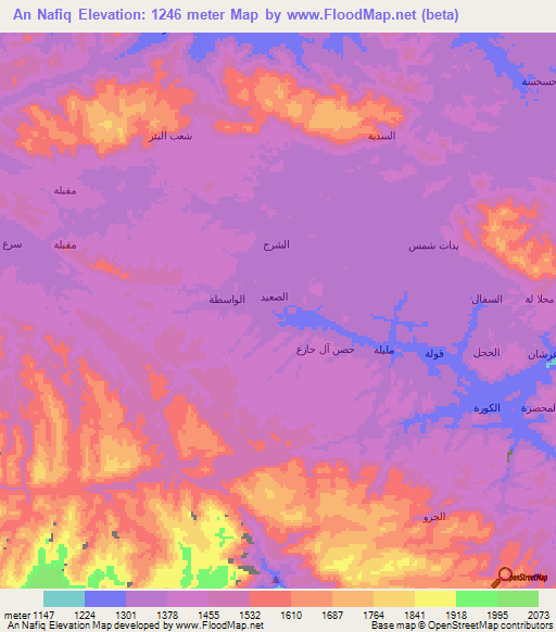 An Nafiq,Yemen Elevation Map