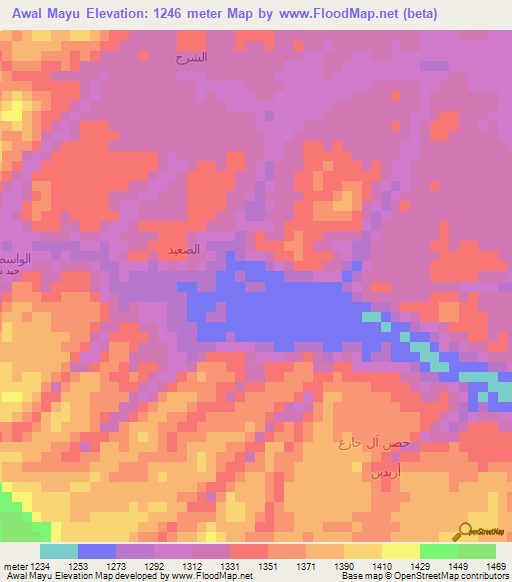 Awal Mayu,Yemen Elevation Map