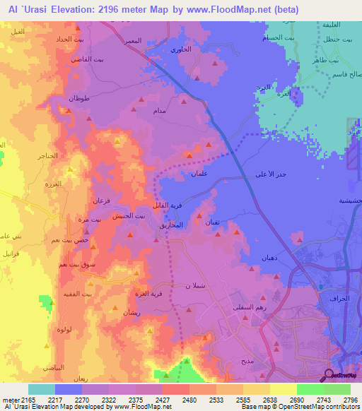 Al `Urasi,Yemen Elevation Map