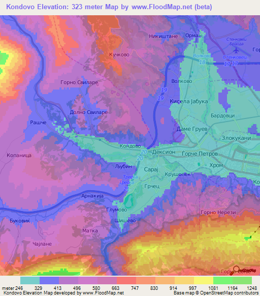 Kondovo,Macedonia Elevation Map