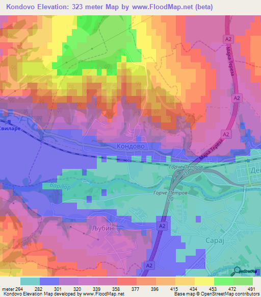 Kondovo,Macedonia Elevation Map