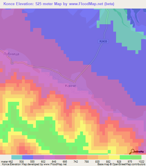 Konce,Macedonia Elevation Map