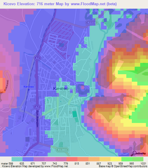Kicevo,Macedonia Elevation Map