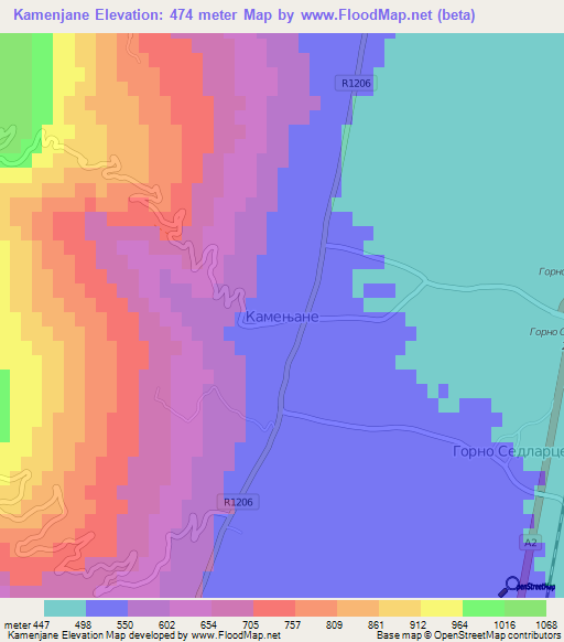 Kamenjane,Macedonia Elevation Map