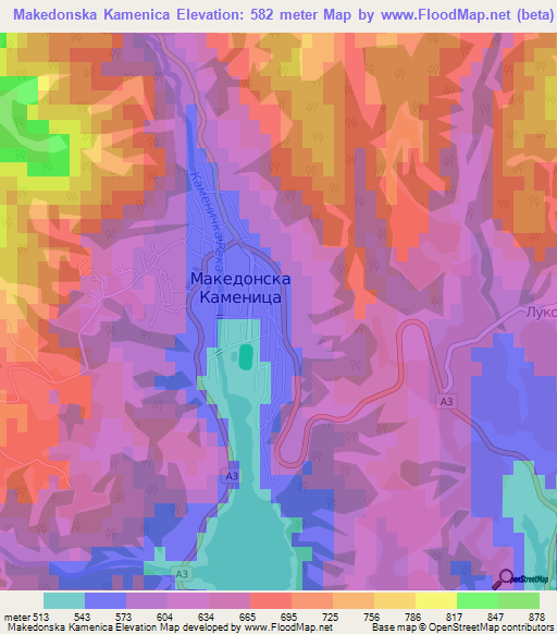 Makedonska Kamenica,Macedonia Elevation Map
