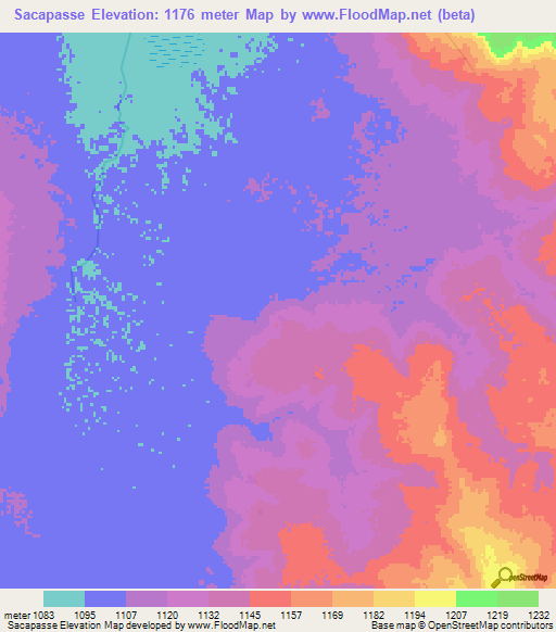 Sacapasse,Angola Elevation Map